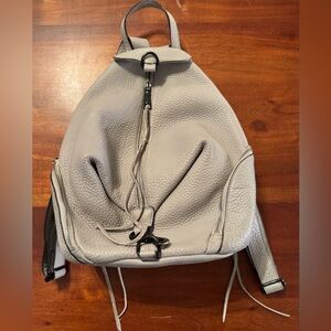 Rebecca Minkoff Julian Gray Pebbled Leather Medium Backpack Adjustable